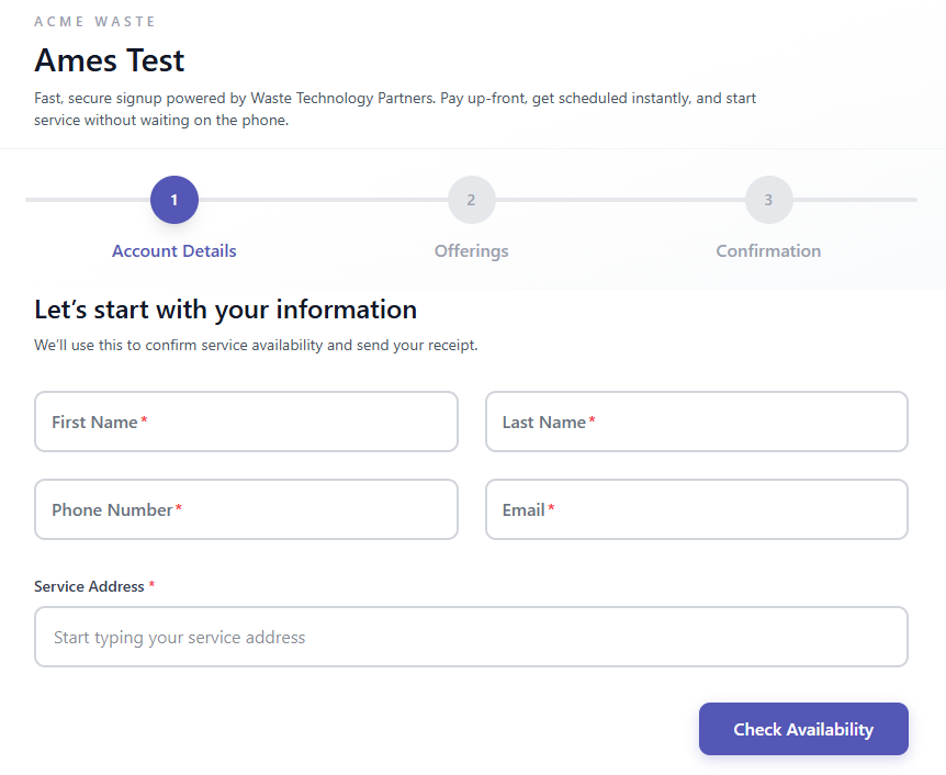 Embedded online signup preview
